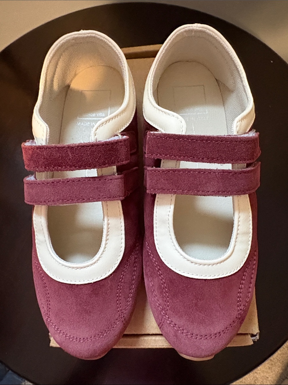 NWT Dolce Vita Burgundy and Cream Double-Strap Mary Jane Sneakers - Size 8
